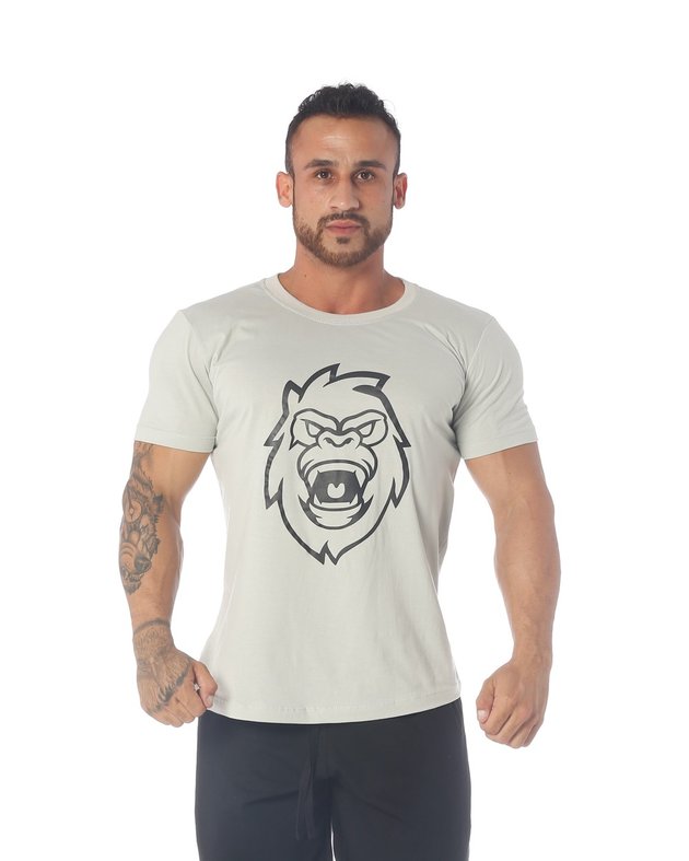 Camiseta Slim Face Masculina - Cinza - Gorilla Muscle f